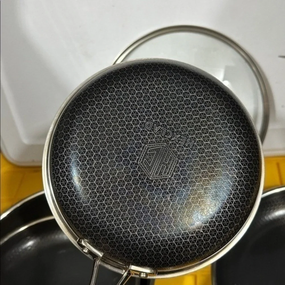 HEXCLAD 5 Piece Nonstick Stainless Steel Frying Pan Set 8 10 12 Wok $600